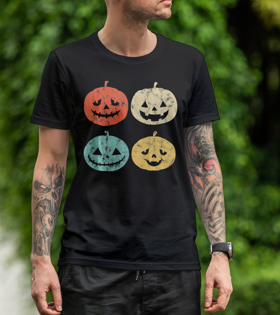 Vintage Pumpkin Funny Halloween Jack-O'-Lanterns T-Shirt