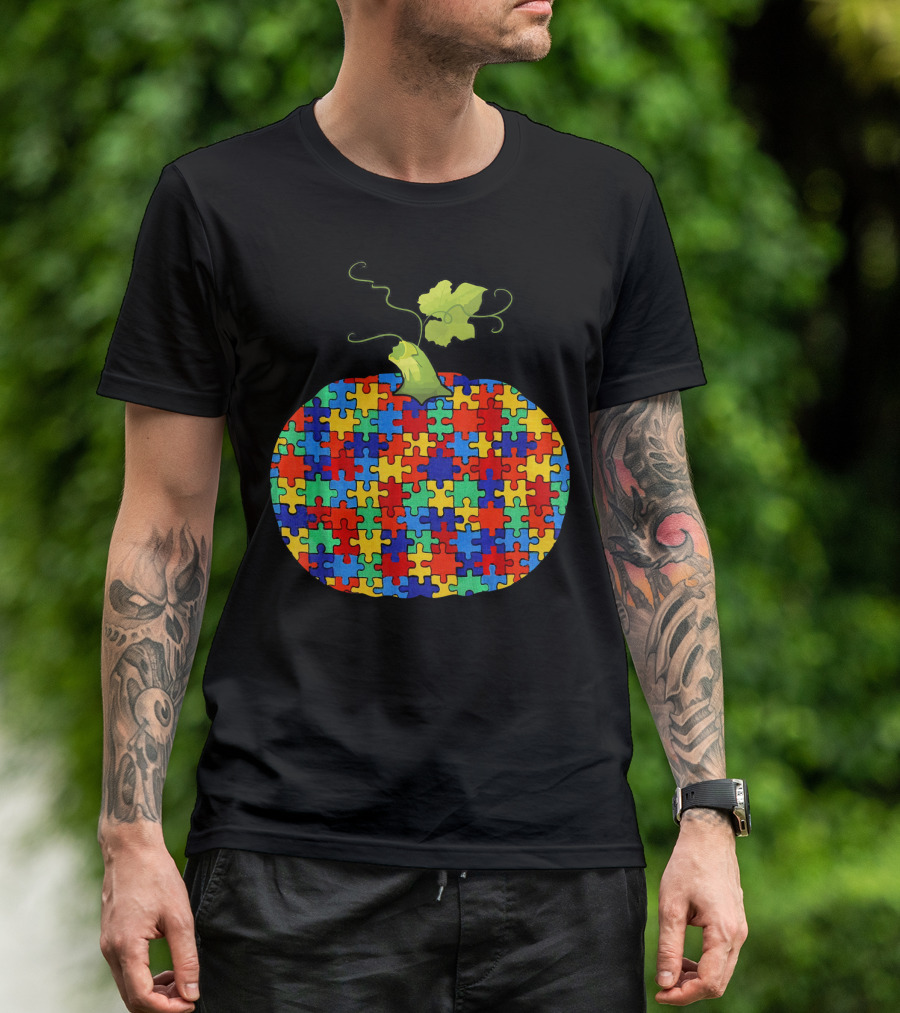 Pumpkin Puzzle Autism Awareness Halloween Lover T-Shirt