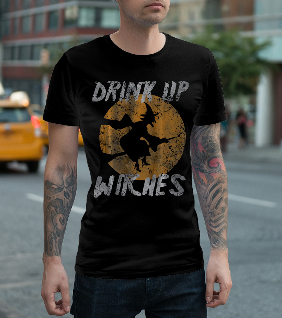 Drink Up Witches Vintage Halloween Moon T-Shirt