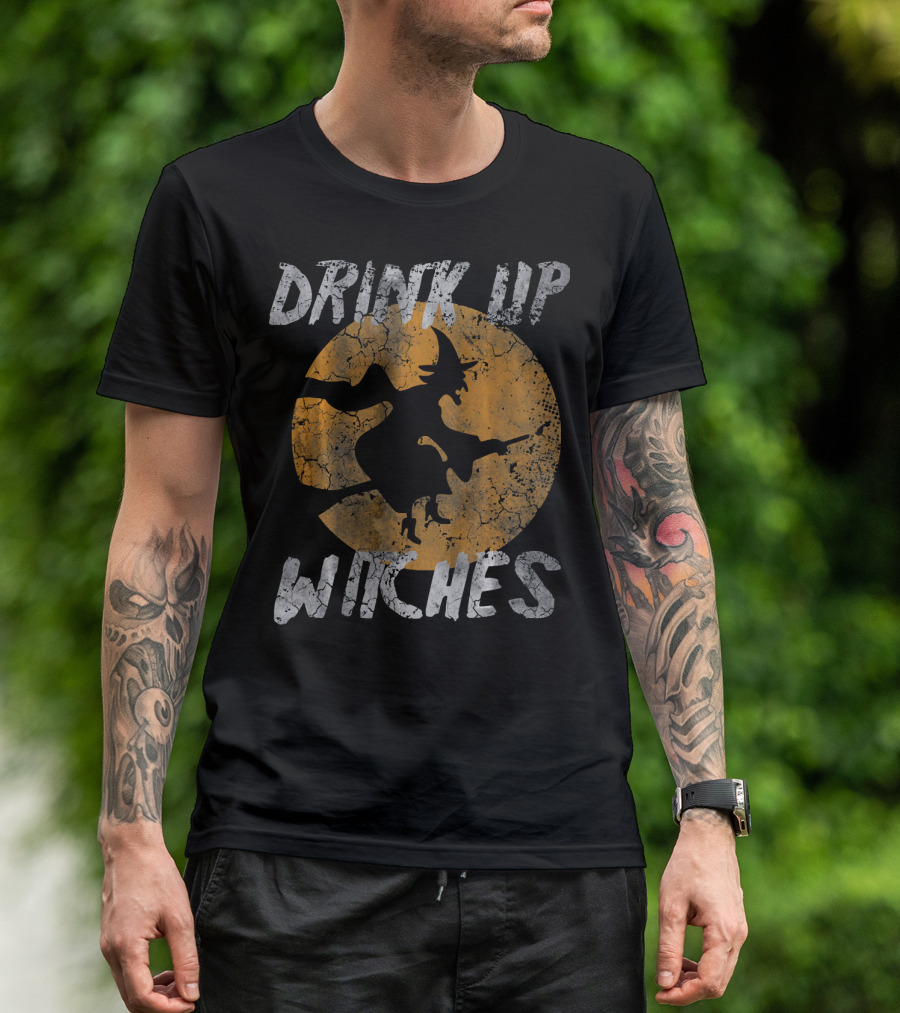 Drink Up Witches Vintage Halloween Moon T-Shirt