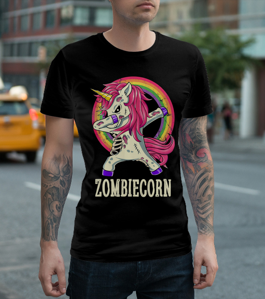 Zombiecorn Dab Dance Unicorn with Rainbow T-Shirt