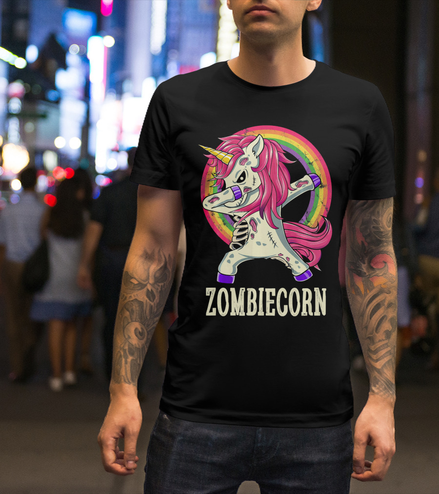 Zombiecorn Dab Dance Unicorn With Rainbow T-Shirt