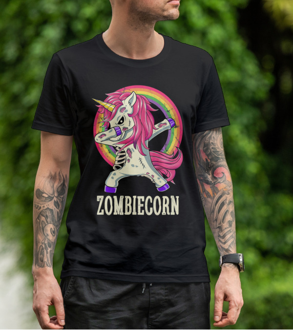Zombiecorn Dab Dance Unicorn With Rainbow T-Shirt