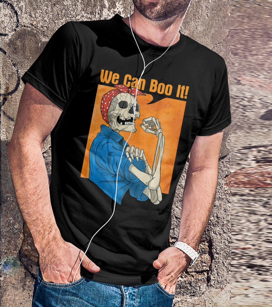 Funny Halloween Vintage Skeleton Rosie The Riveter We Can Boo It T-Shirt