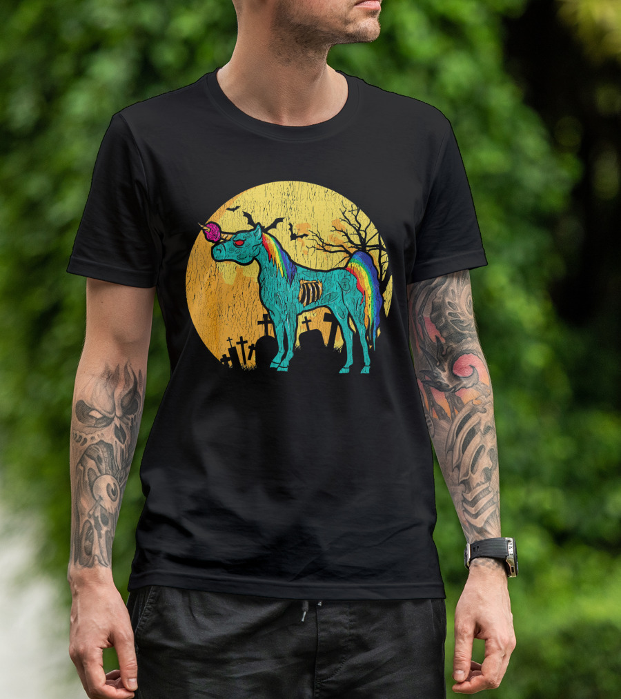 Zombie Unicorn Zombicorn Graveyard Night T-Shirt