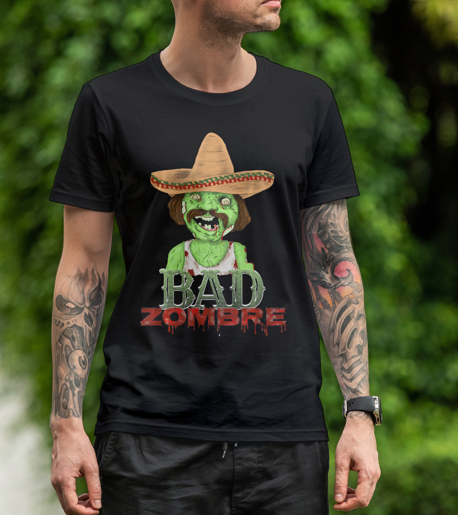 Bad Zombre Creepy Funny Mexican Zombie With Sombrero T-Shirt