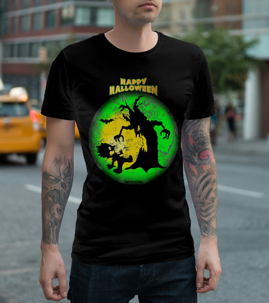 Happy Halloween Spooky Tree and Bat T-Shirt
