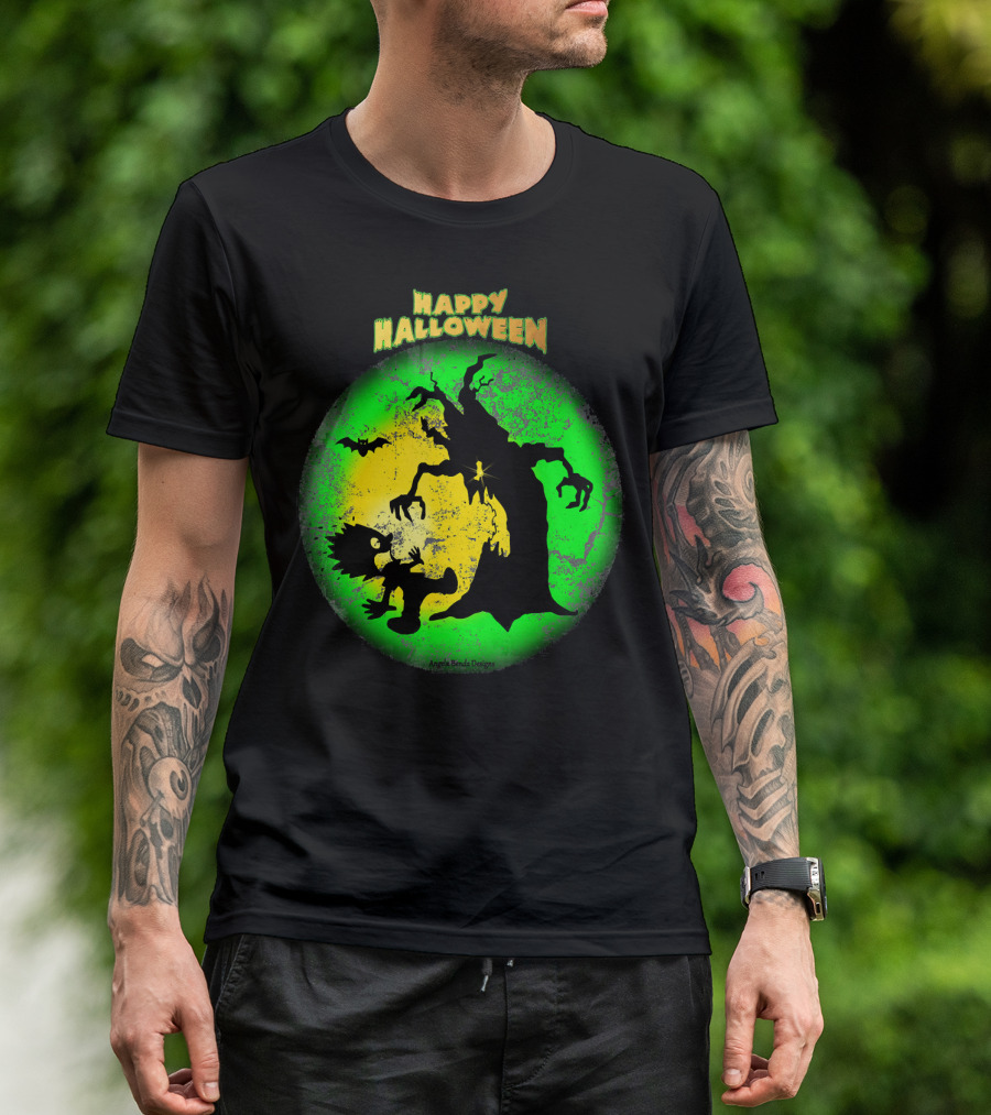 Happy Halloween Spooky Tree And Bat T-Shirt