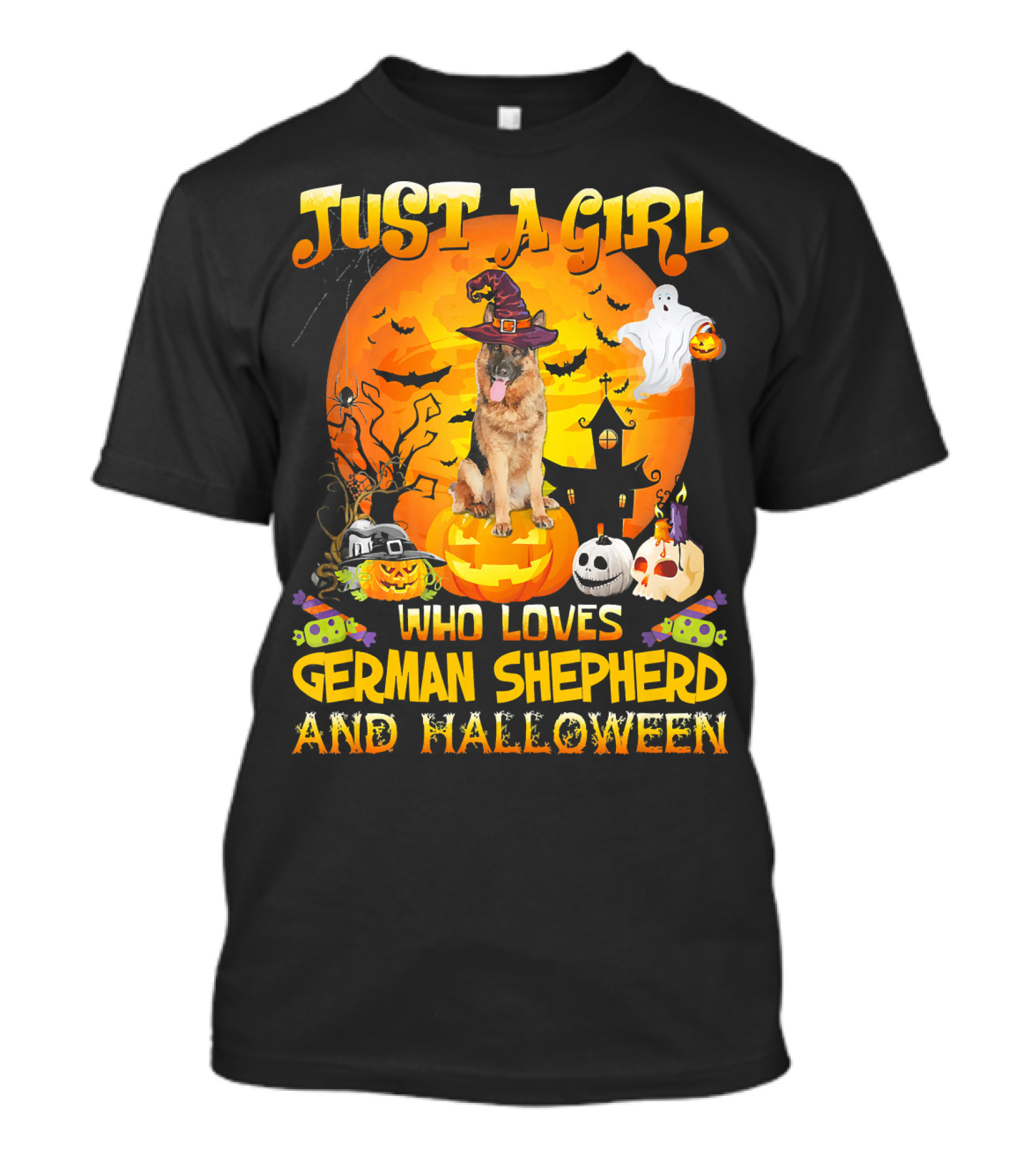 Just A Girl Who Loves German Shepherd And Halloween T-Shirt