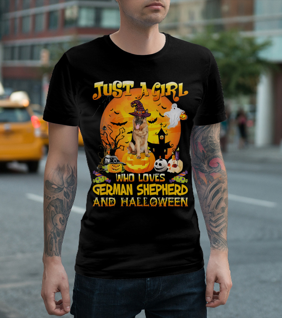 Just a Girl Who Loves German Shepherd and Halloween T-Shirt