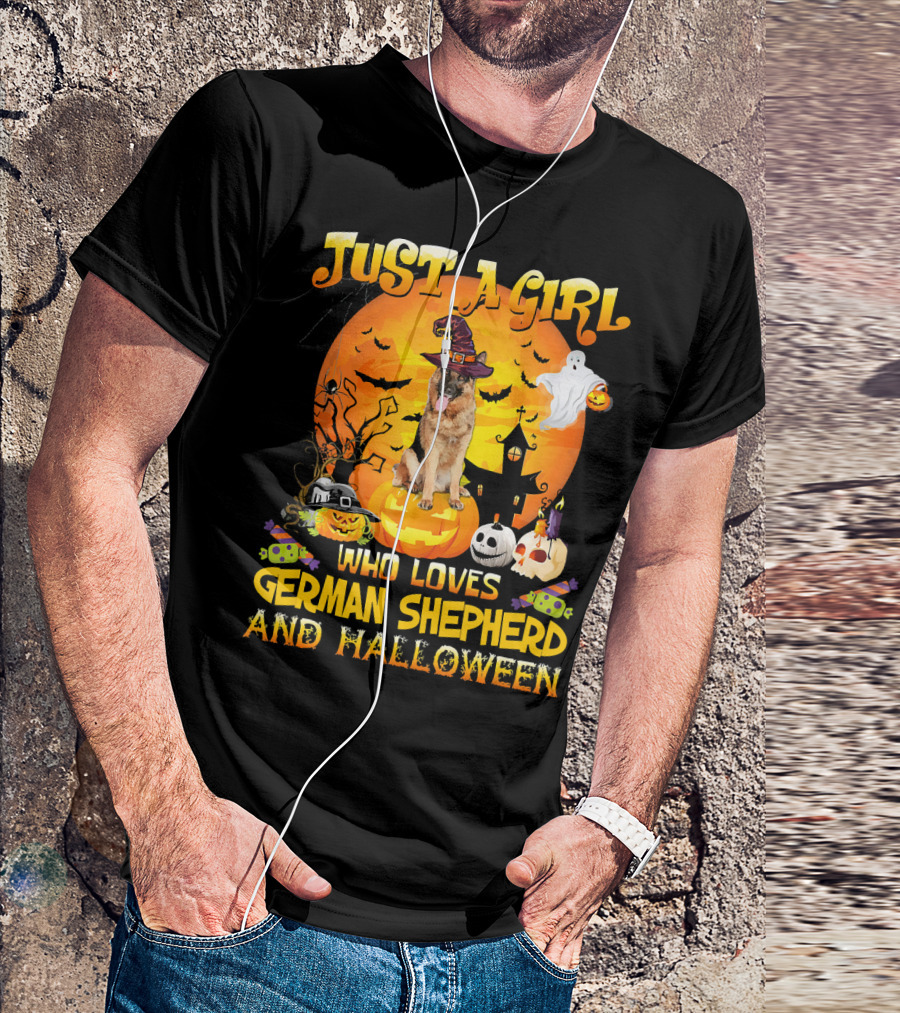 Just A Girl Who Loves German Shepherd And Halloween T-Shirt