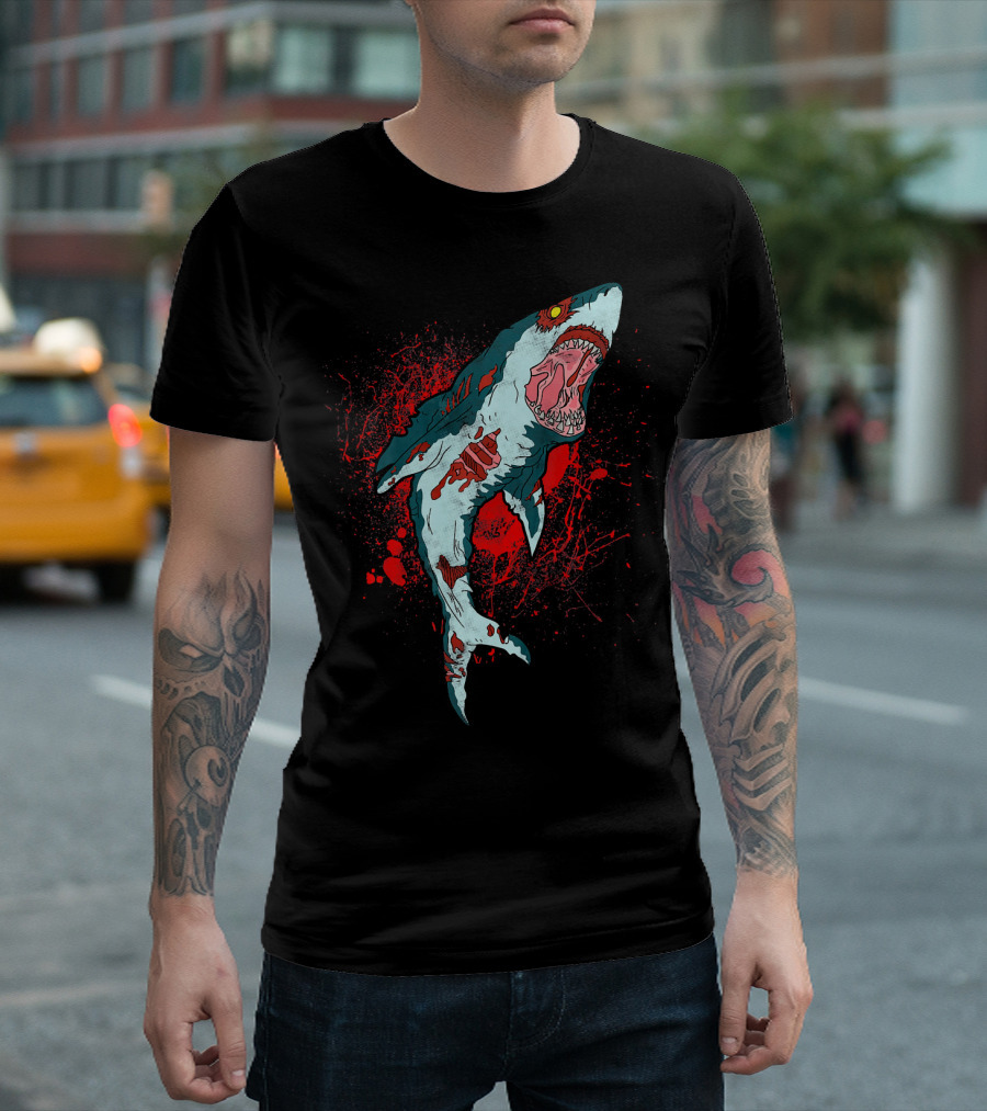 Zombie Bloody Shark Horror Apocalypse T-Shirt