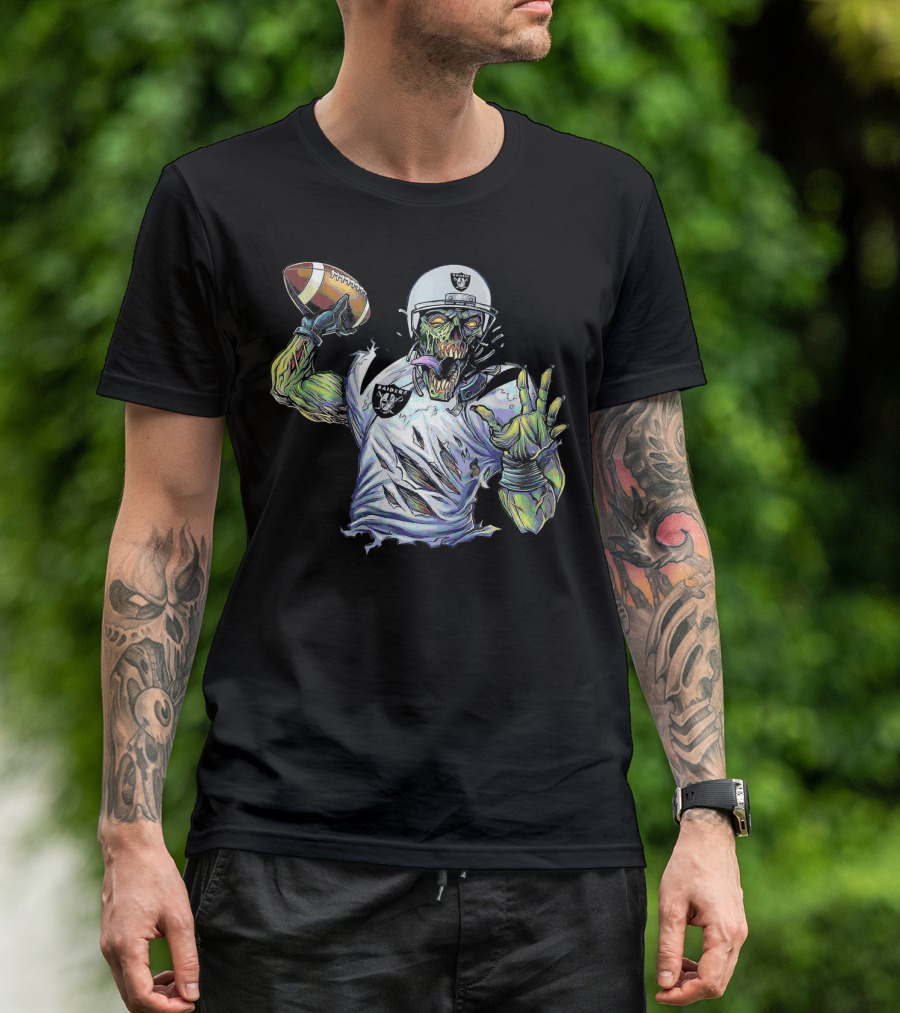 Raider Zombie Football Halloween Skull Horror Team T-Shirt