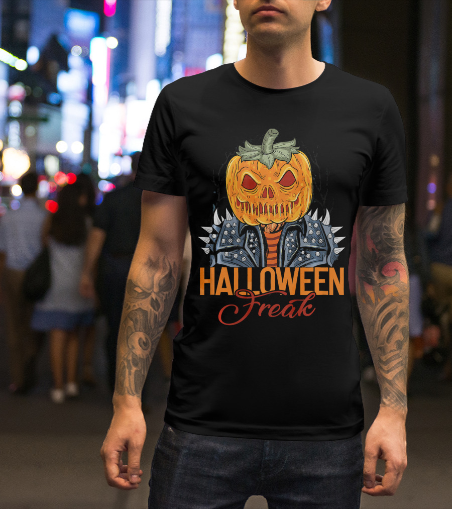 Halloween Freak Pumpkin Zombie Spiked Jacket T-Shirt
