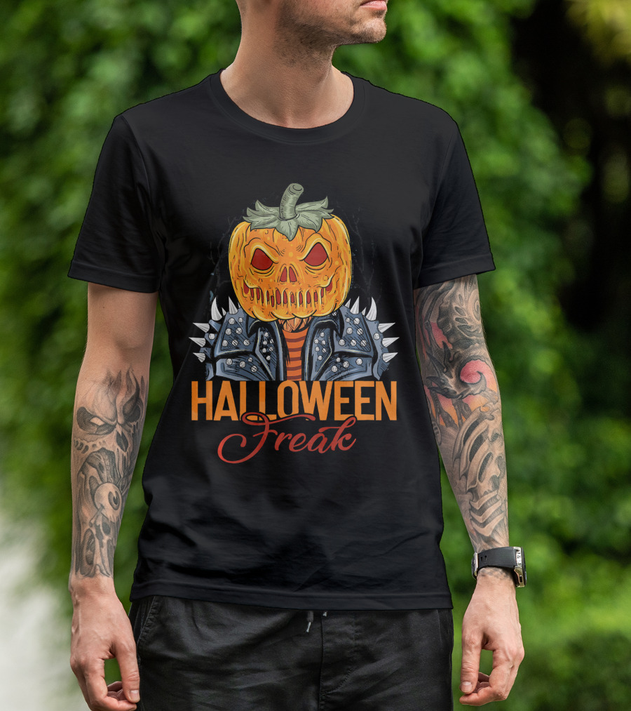 Halloween Freak Pumpkin Zombie Spiked Jacket T-Shirt