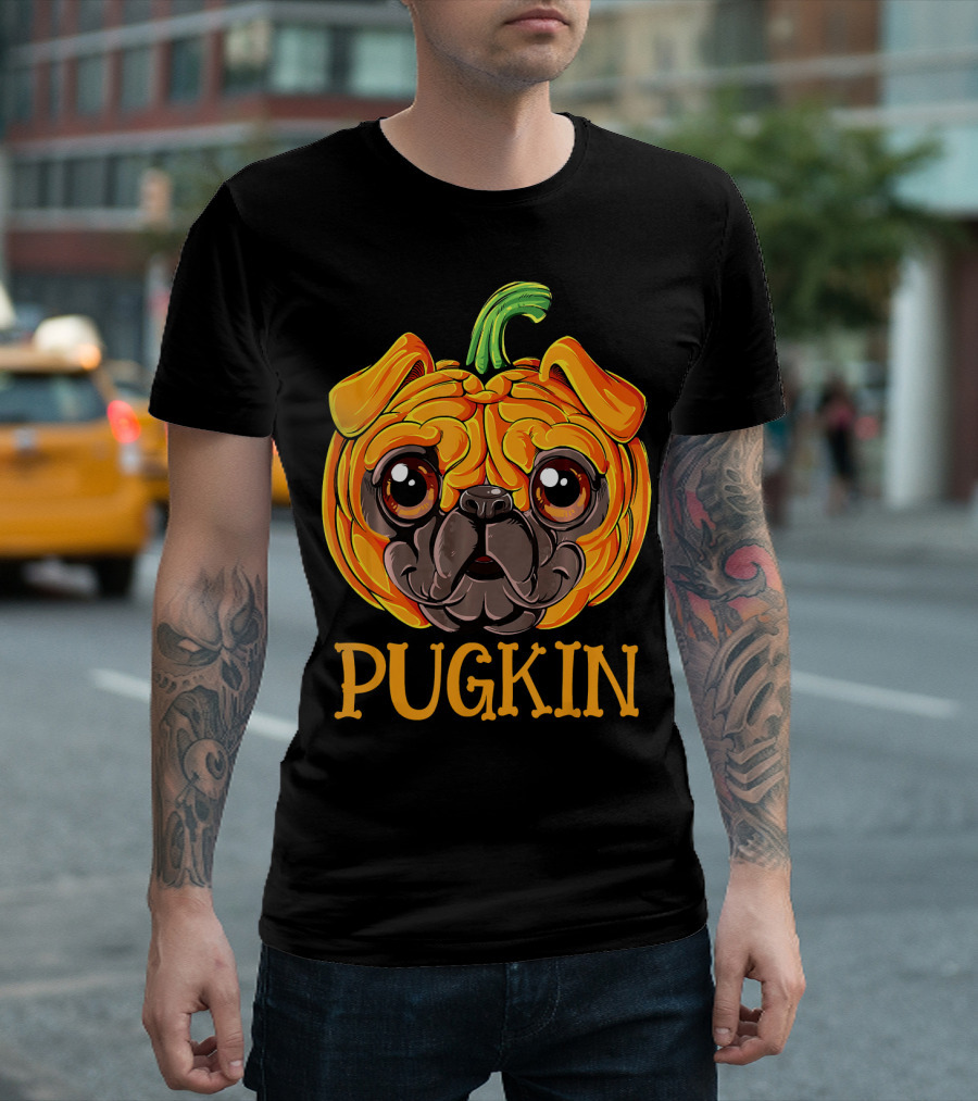 Pugkin Pug Pumpkin Halloween T-Shirt