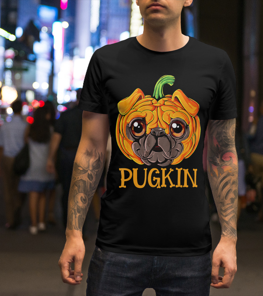 Pugkin Pug Pumpkin Halloween T-Shirt