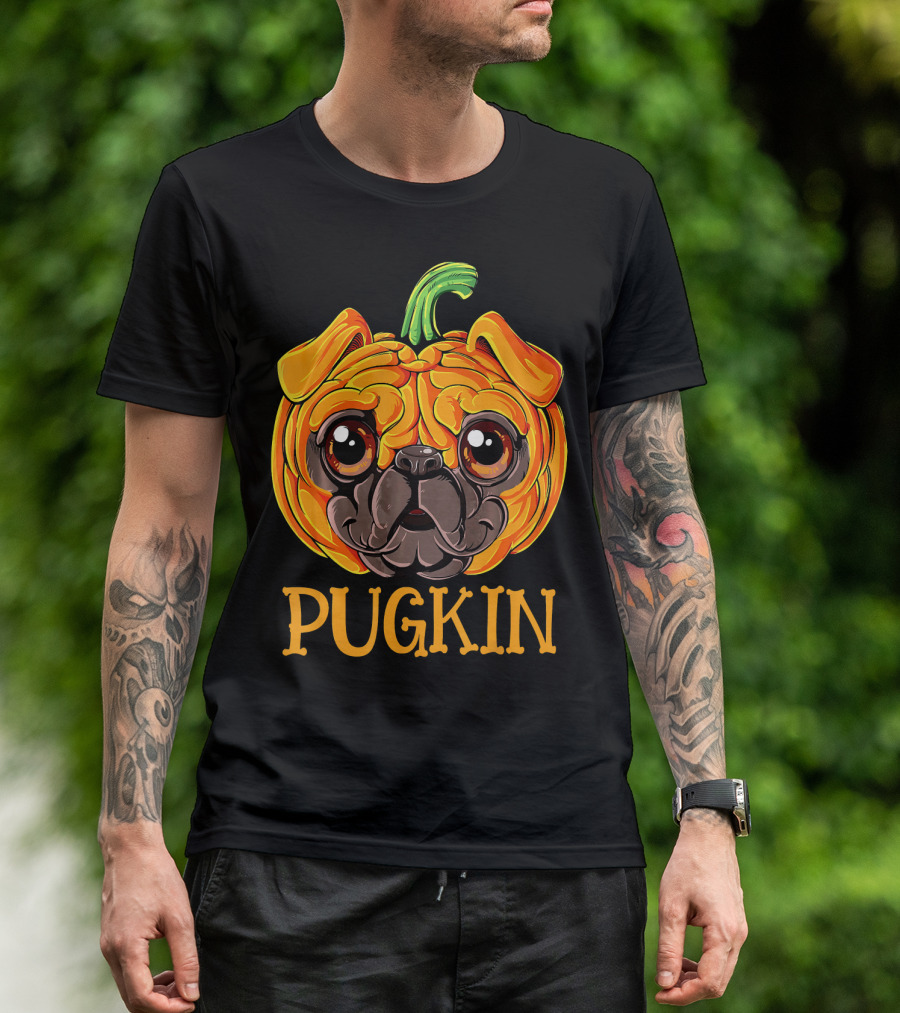 Pugkin Pug Pumpkin Halloween T-Shirt