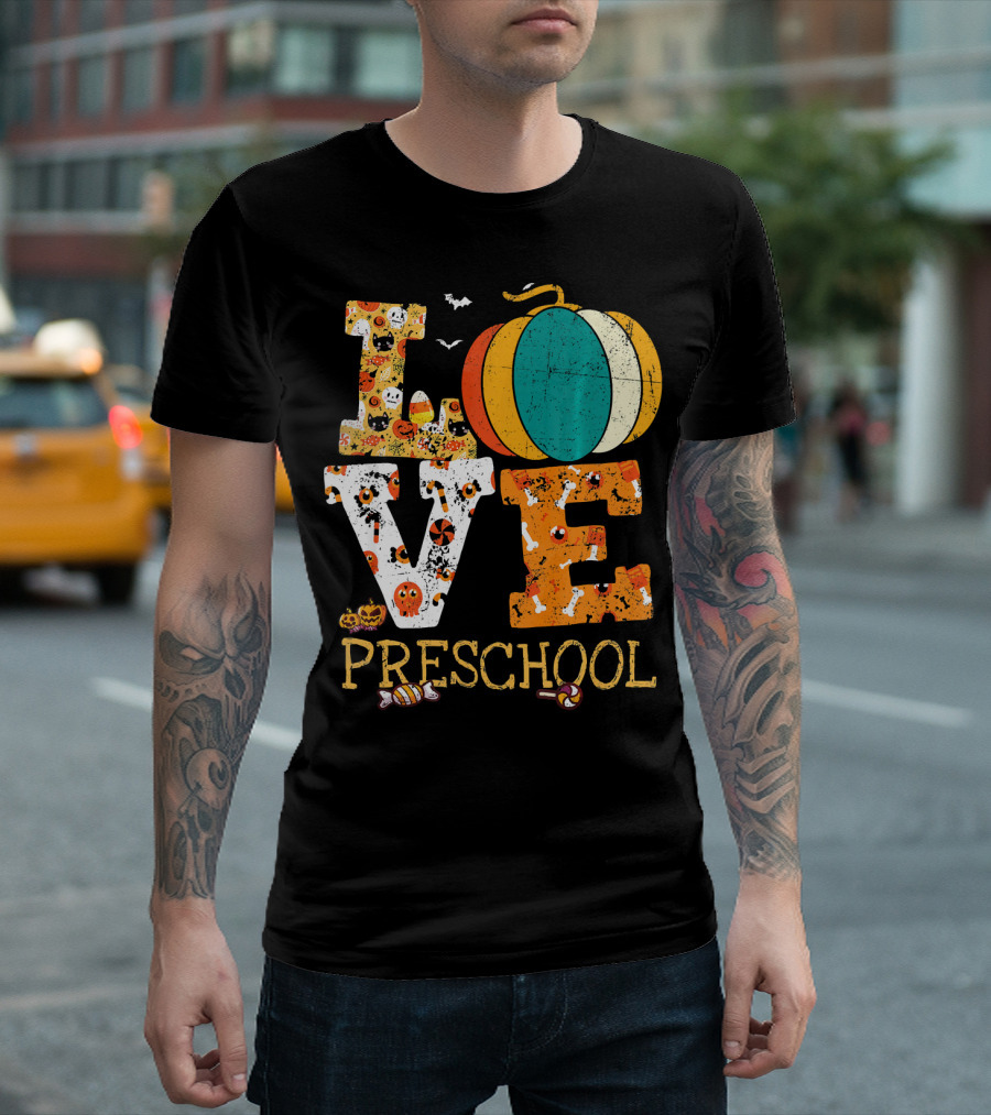 Love Preschool Halloween Pumpkin Candy Fun T-Shirt