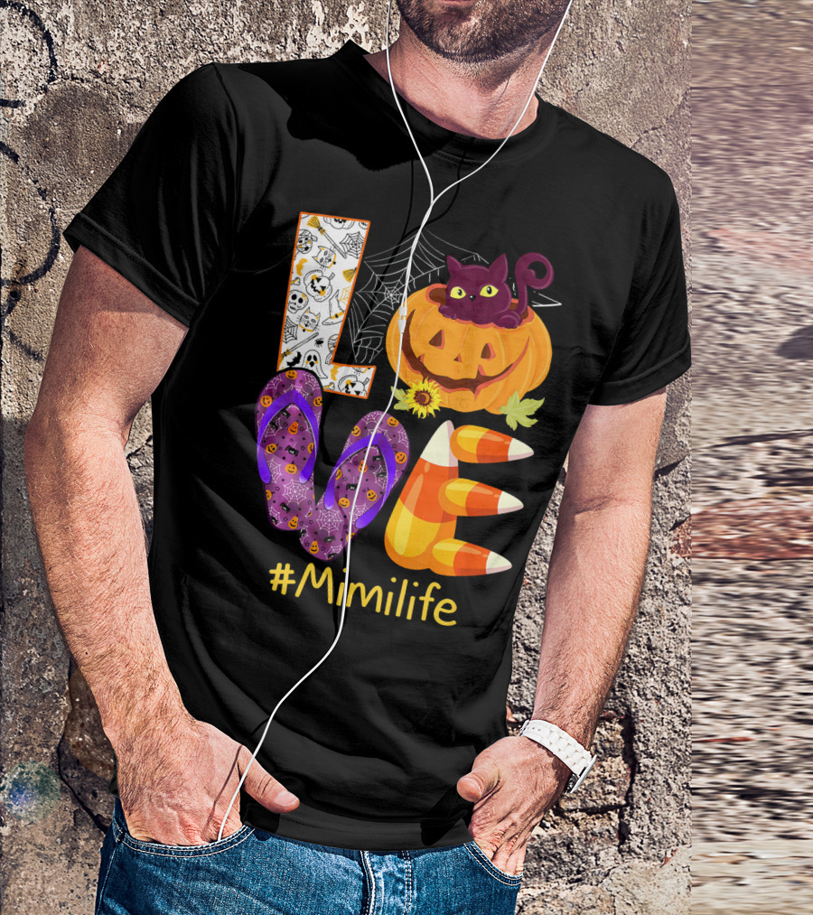 Love Pumpkin Cat Flip Flops #Mimilife T-Shirt