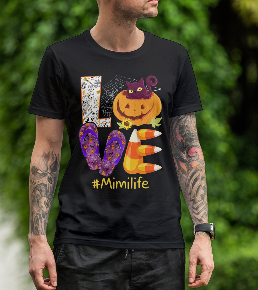 Love Pumpkin Cat Flip Flops #Mimilife T-Shirt