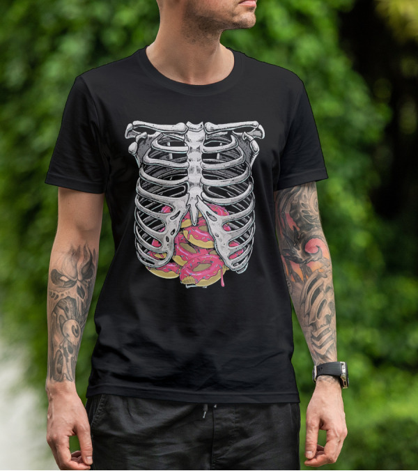 Doughnut Skeleton Rib Cage Halloween Cosplay T-Shirt