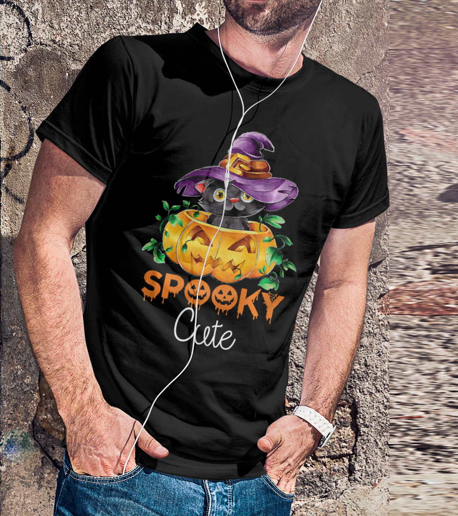 Spooky Cute Halloween Kitten In Pumpkin T-Shirt