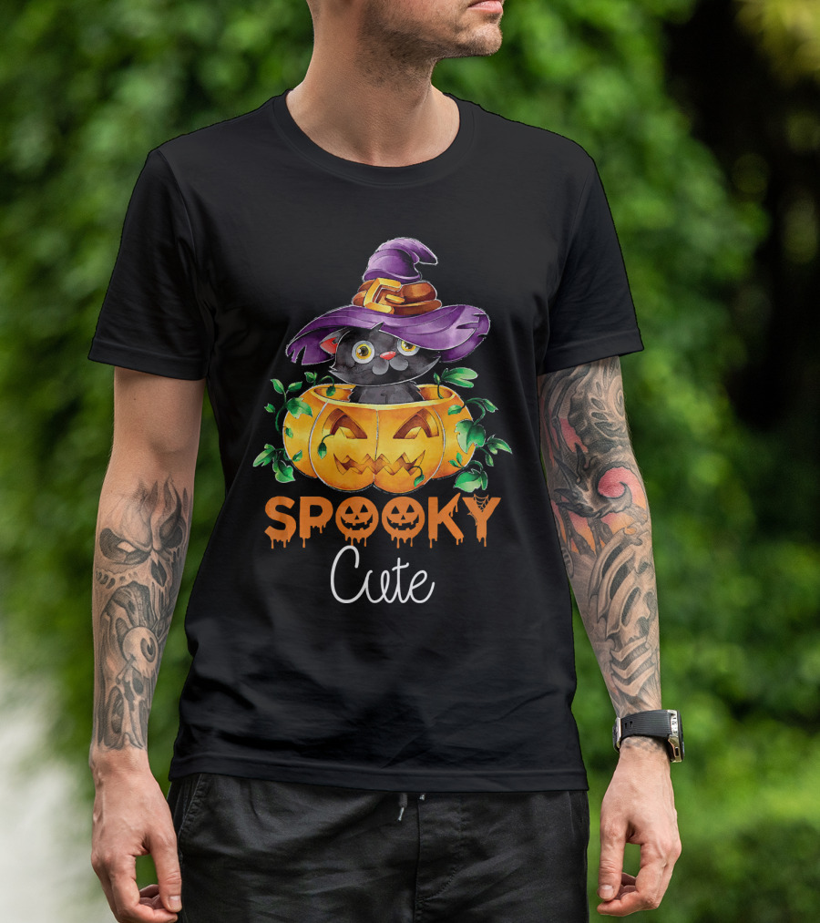 Spooky Cute Halloween Kitten In Pumpkin T-Shirt