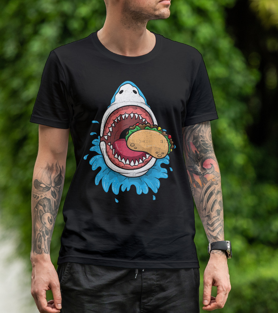 Halloween Shark Eating Taco Mexica Splash T-Shirt