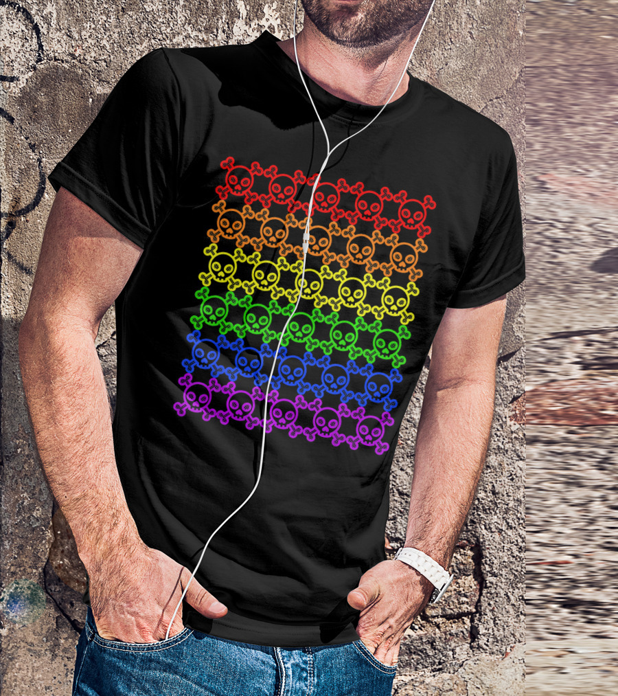 Rainbow Gay Pride Skull And Crossbones T-Shirt