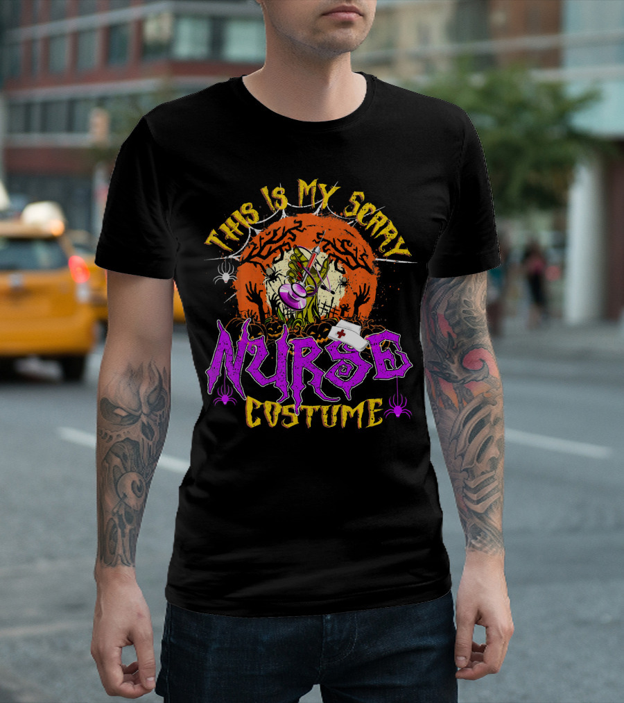 This is My Scary Nurse Costume Moon Halloween T-Shirt