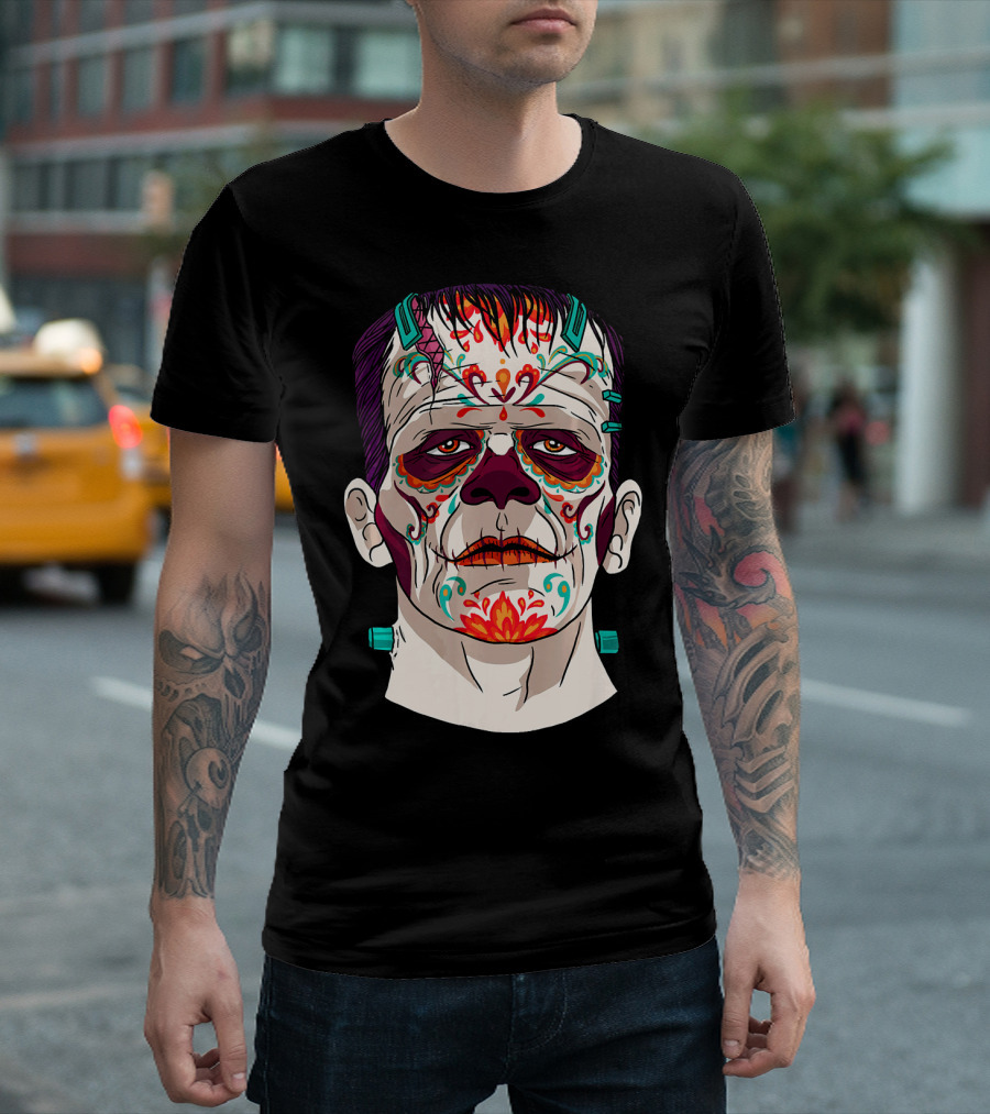 Frankenstein Catrina Sugar Skull Horror T-Shirt