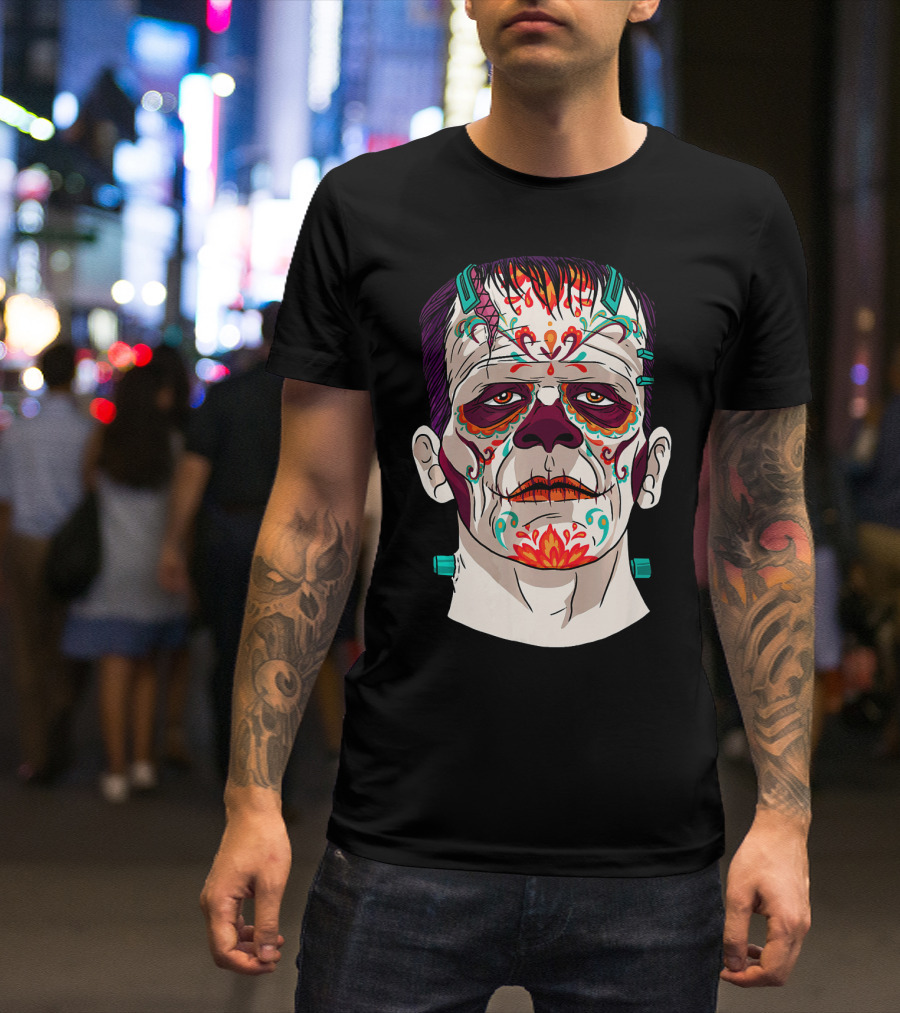 Frankenstein Catrina Sugar Skull Horror T-Shirt