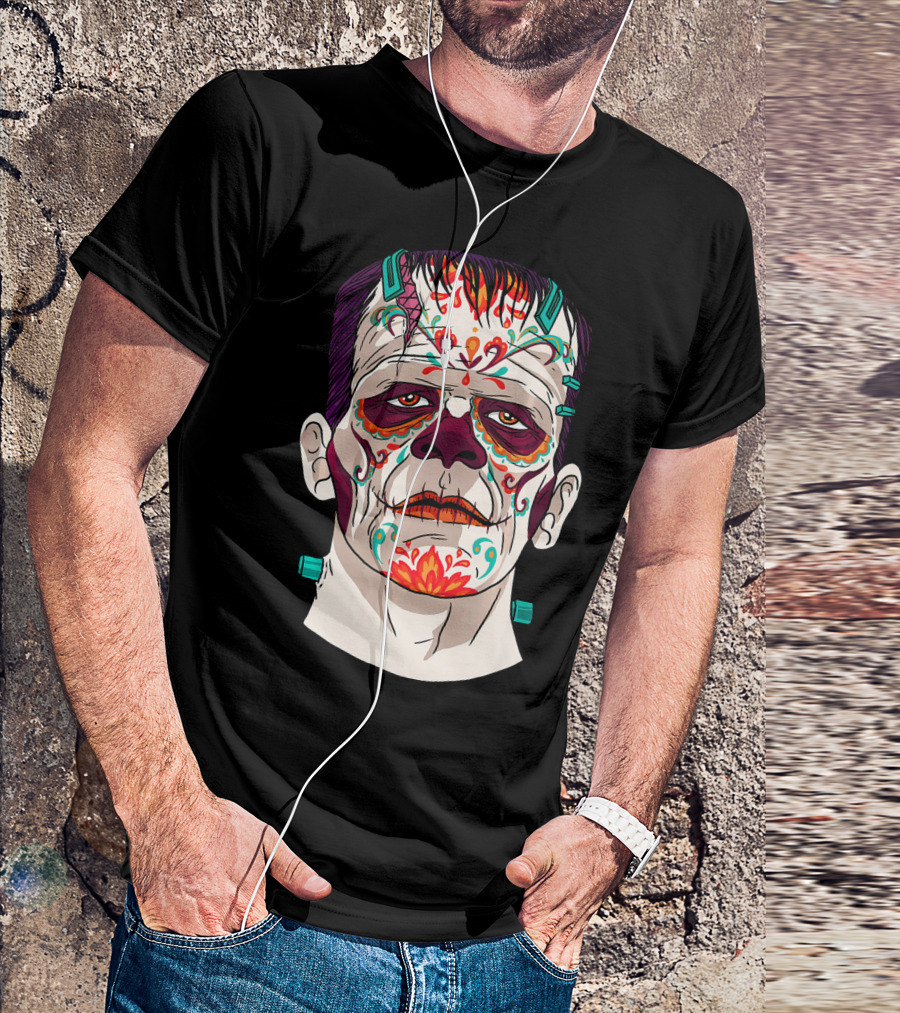 Frankenstein Catrina Sugar Skull Horror T-Shirt