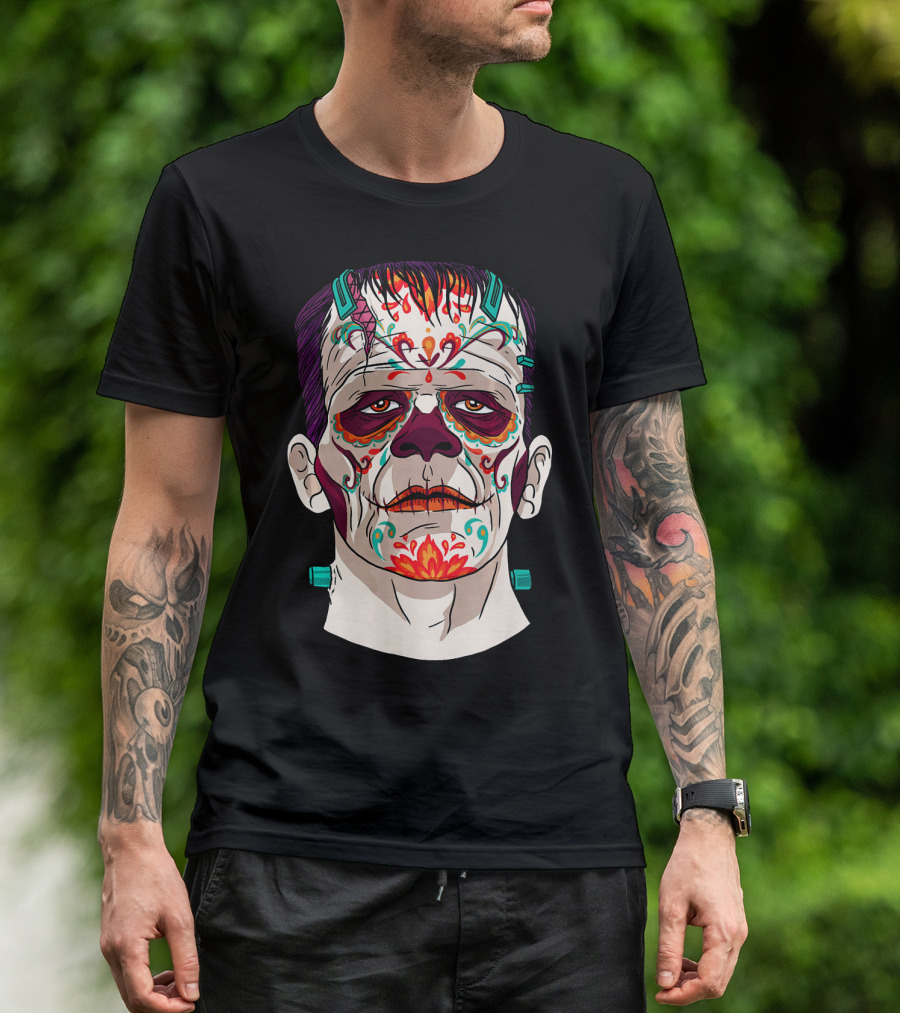 Frankenstein Catrina Sugar Skull Horror T-Shirt