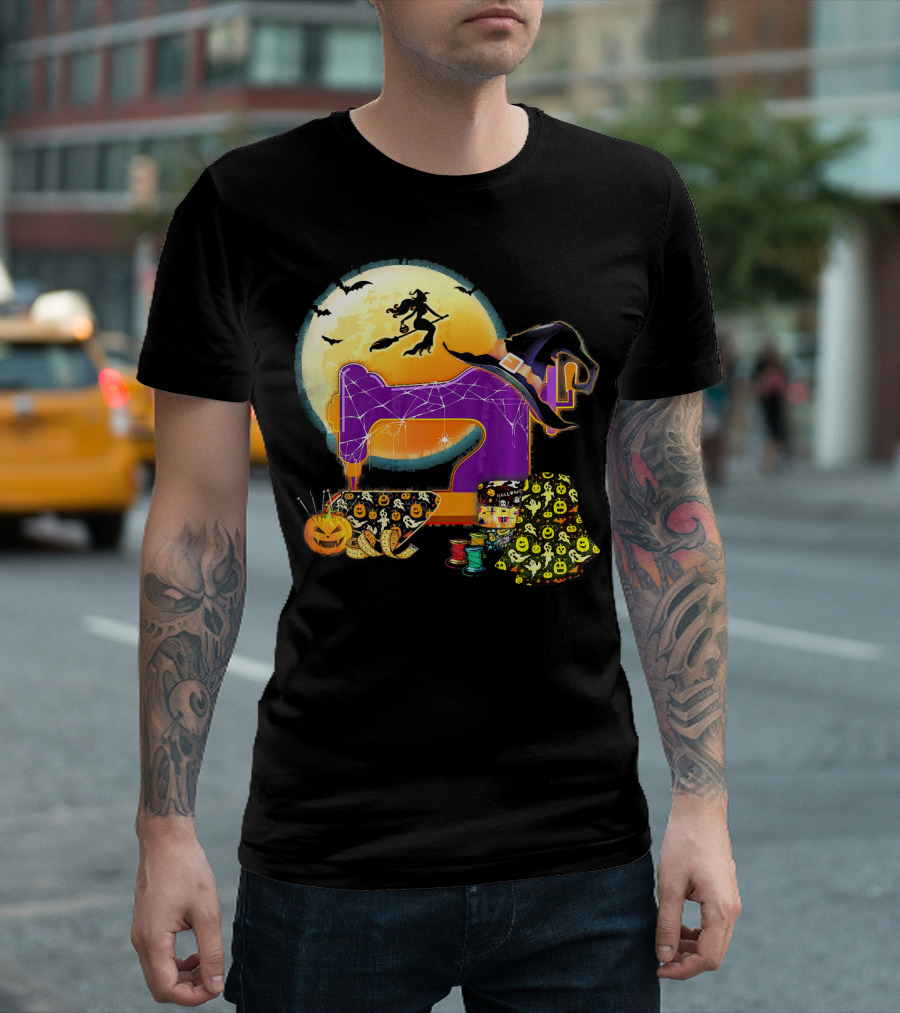 Halloween Sewing Machine Witch Spooky Love T-Shirt