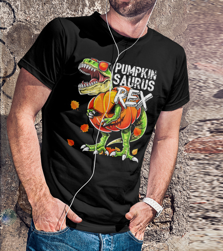 Pumpkinsaurus Rex Halloween Dinosaur Pumpkin Jack O Lantern T-Shirt