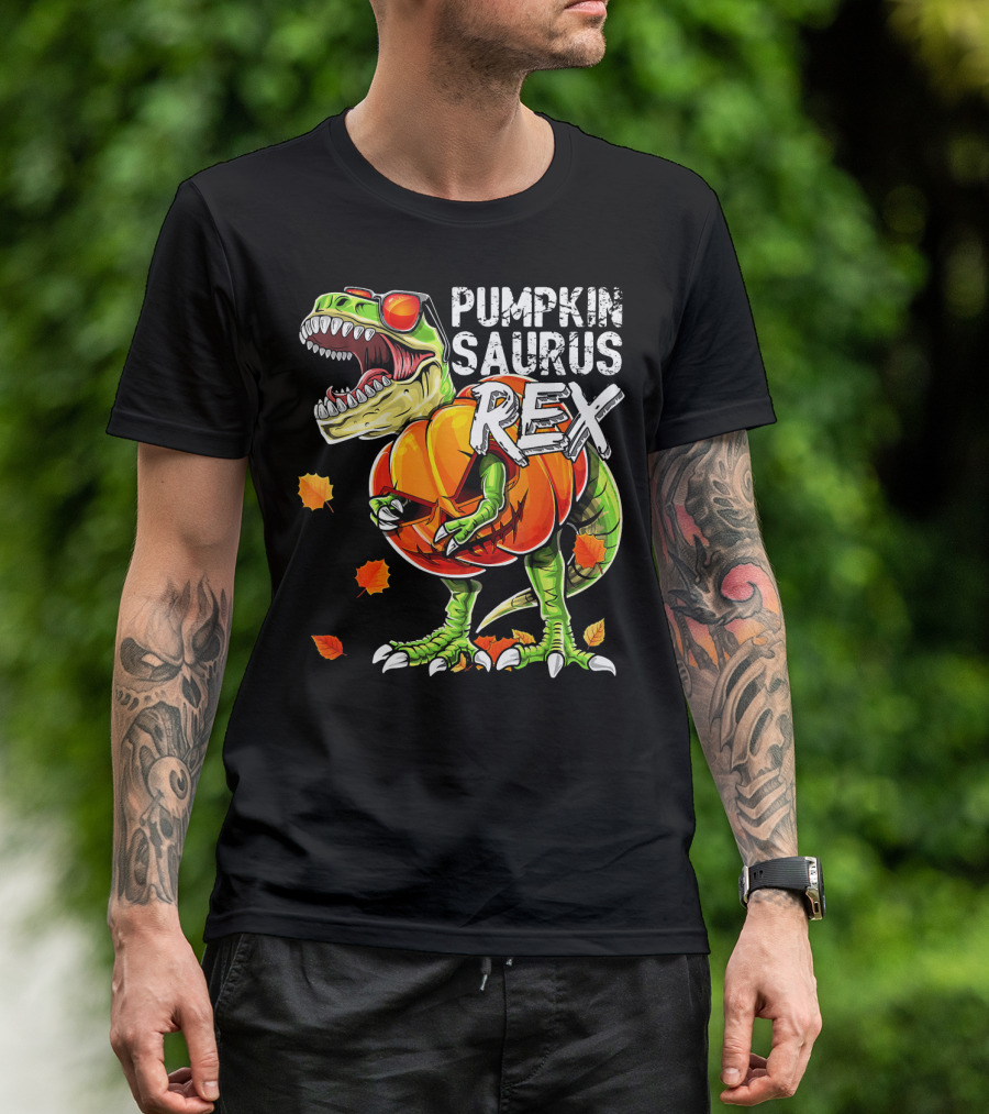 Pumpkinsaurus Rex Halloween Dinosaur Pumpkin Jack O Lantern T-Shirt