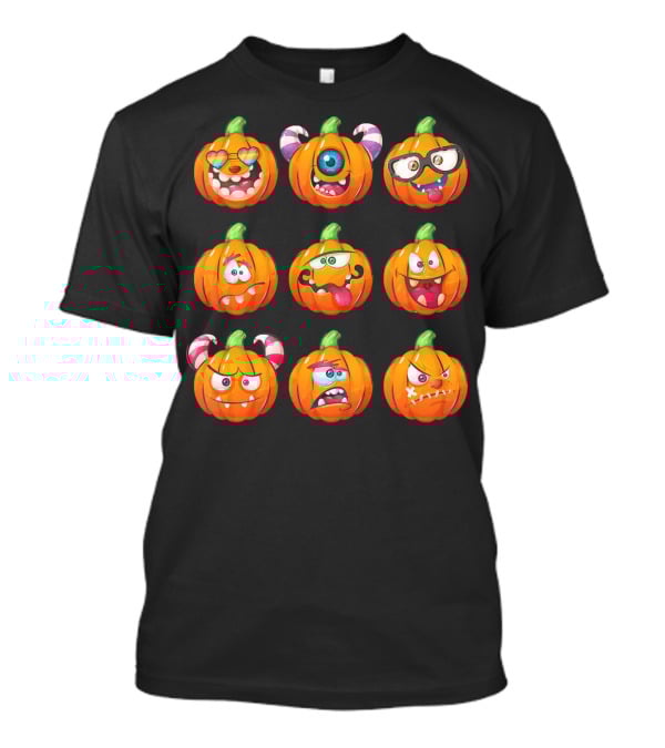 Funny Pumpkin Face Emoticon Halloween Compilation T-Shirt