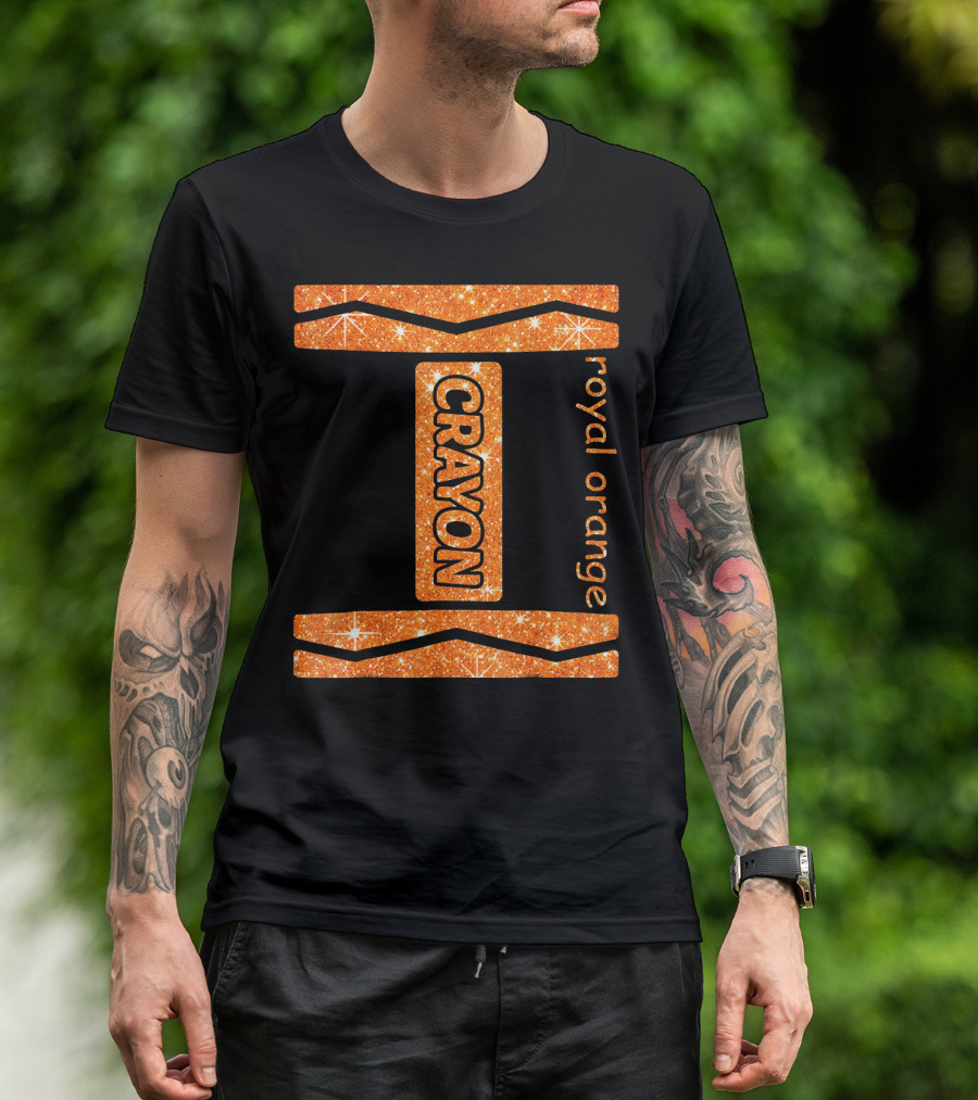 Royal Orange Crayon Halloween Couple Fri Sparkle T-Shirt