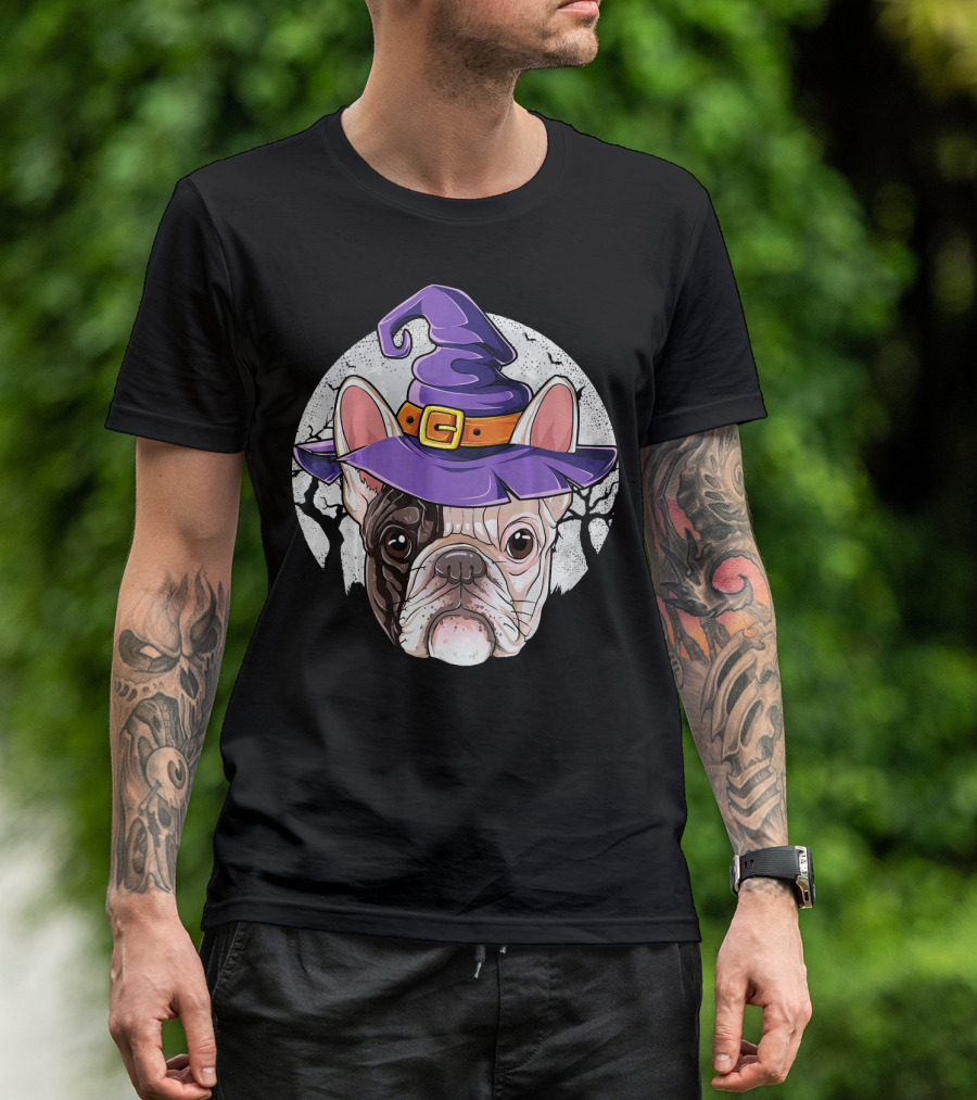 French Bulldog Halloween Witch Hat T-Shirt