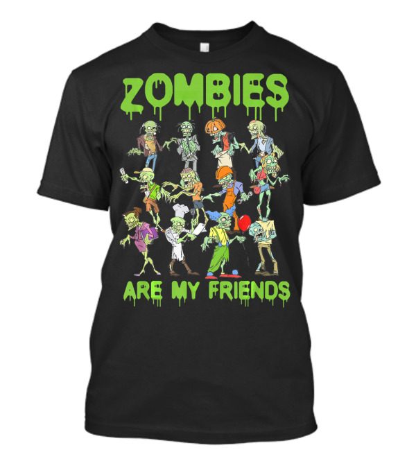 Funny Colorful Zombies Are My Friends Party Scene T-Shirt