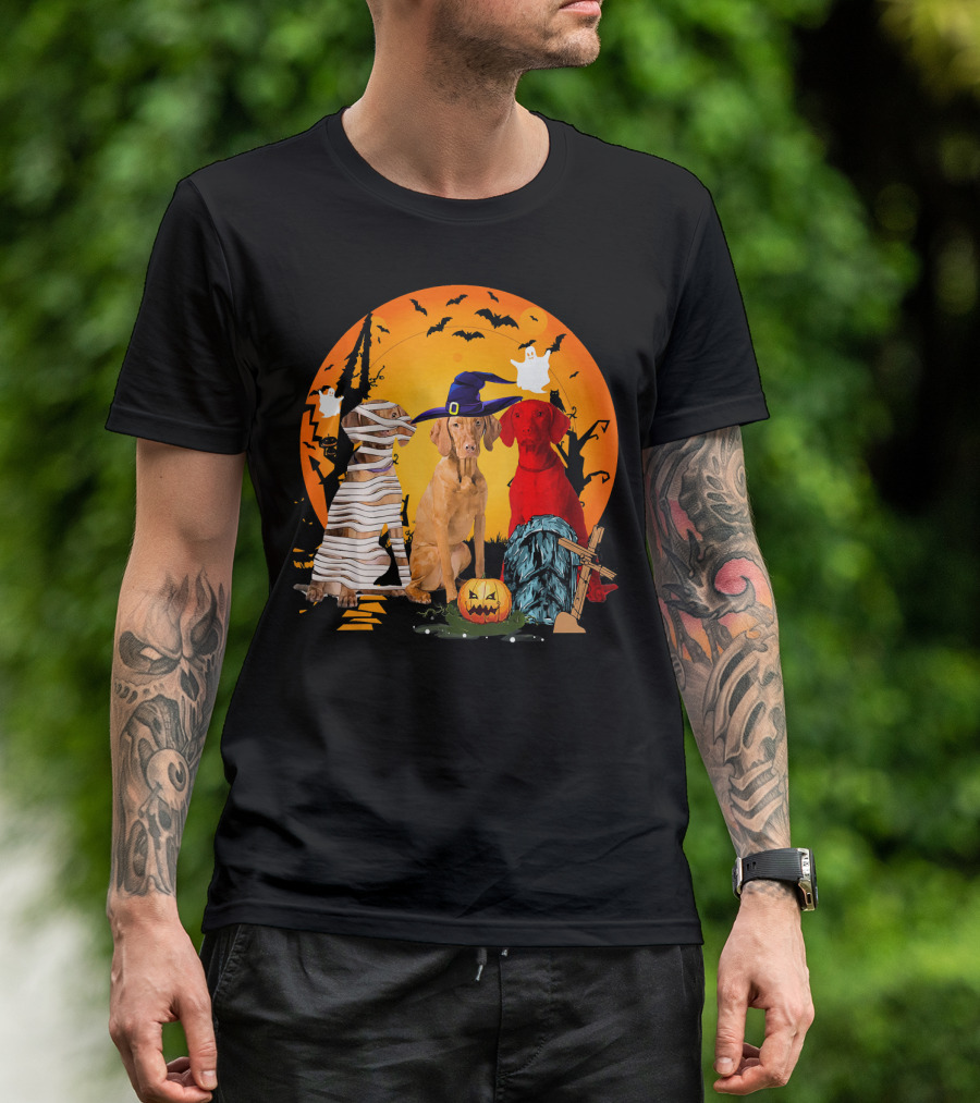 My Vizsla Team Halloween Pumpkin Mummy Witch Dog T-Shirt