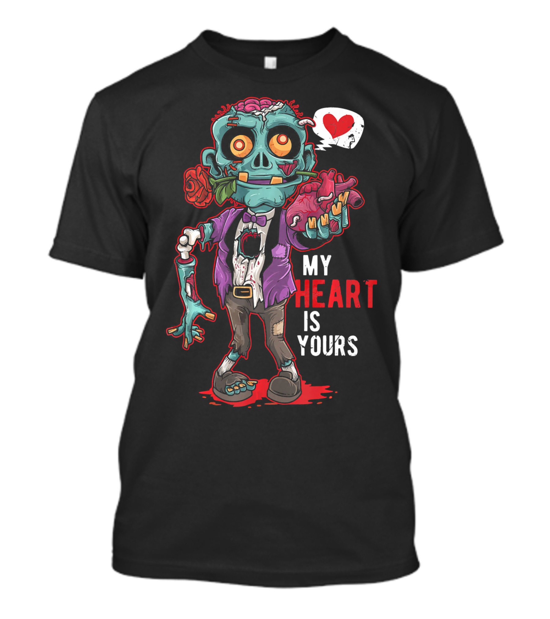 My Heart Is Yours Zombie Valentin Brains T-Shirt