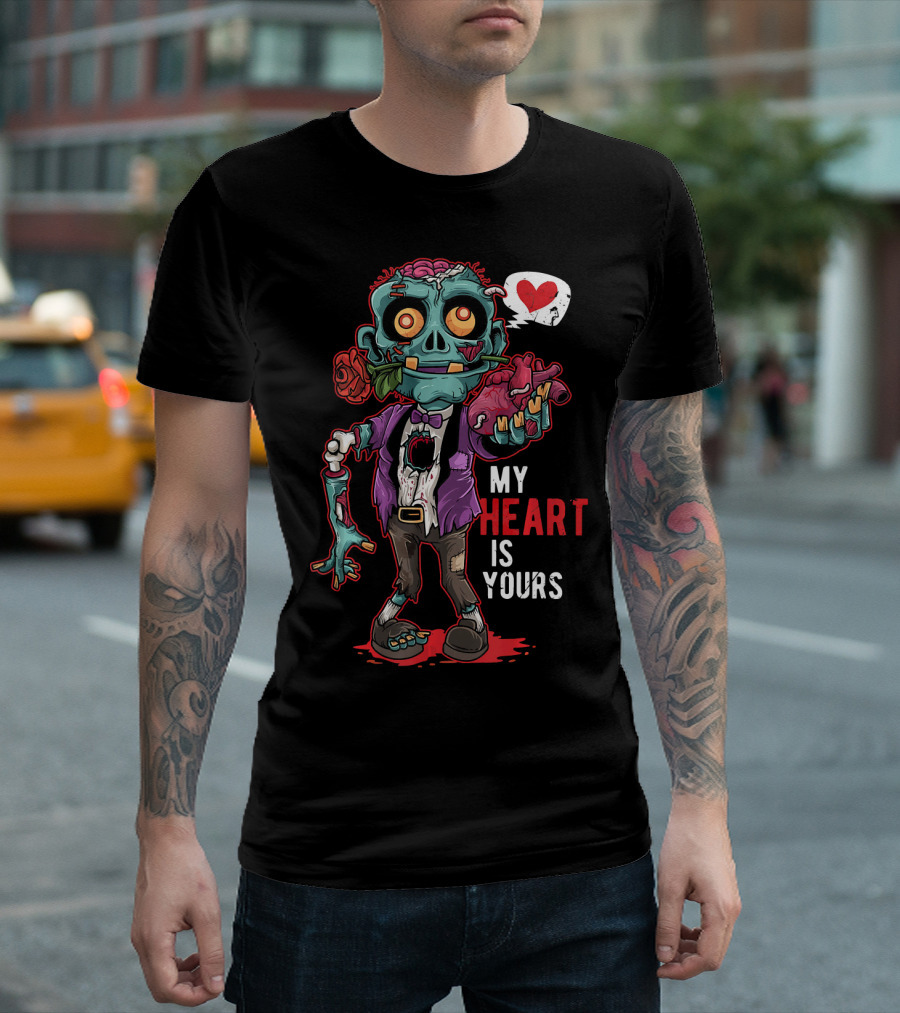 My Heart Is Yours Zombie Valentin Brains T-Shirt