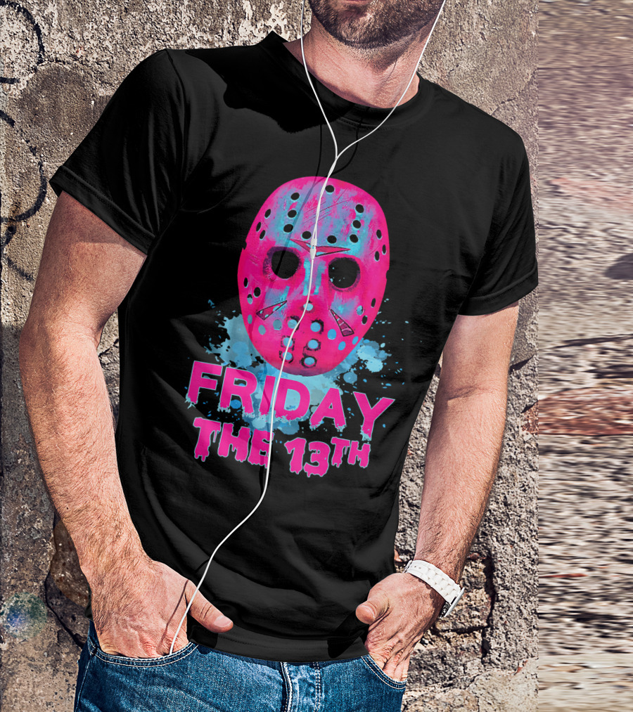 Friday The 13th Pink Neon Hockey Mask Horror T-Shirt