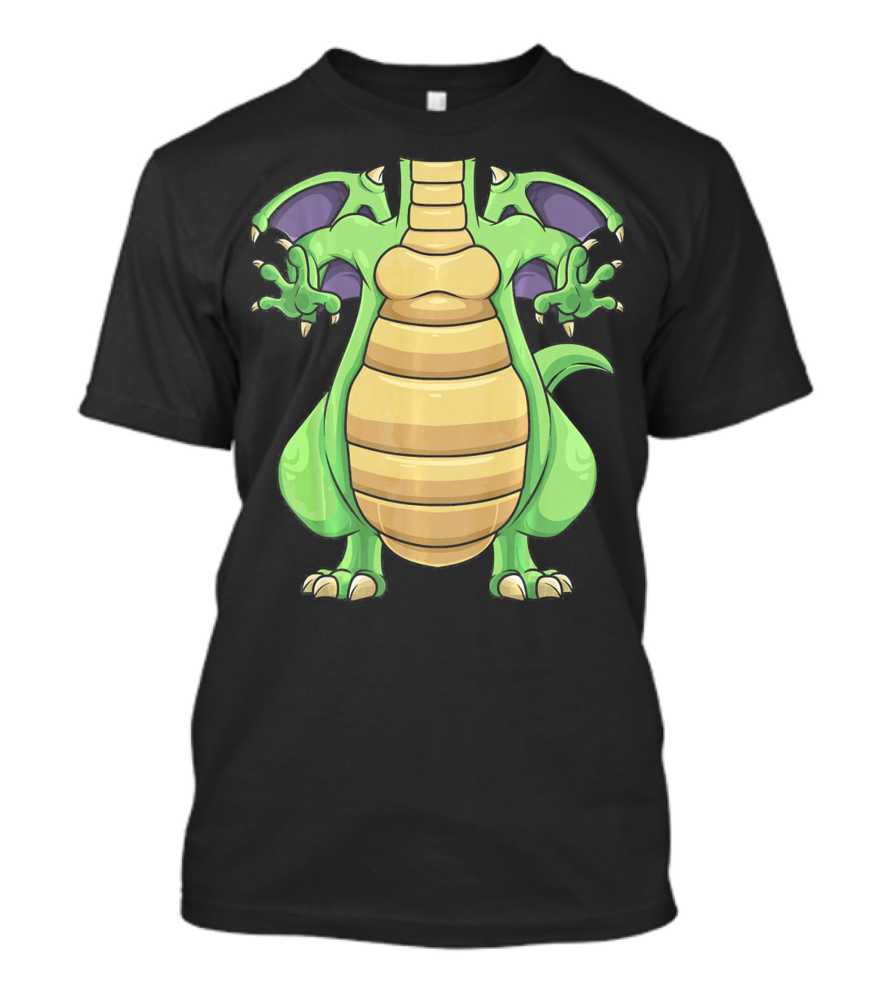 Cool Headless Dragon Retro Cartoon Style Green Monster T-Shirt