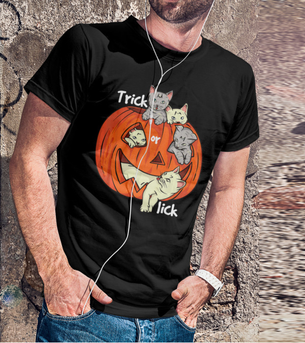 Trick Or Lick Cats In Carved Pumpkin Funny Cat T-Shirt