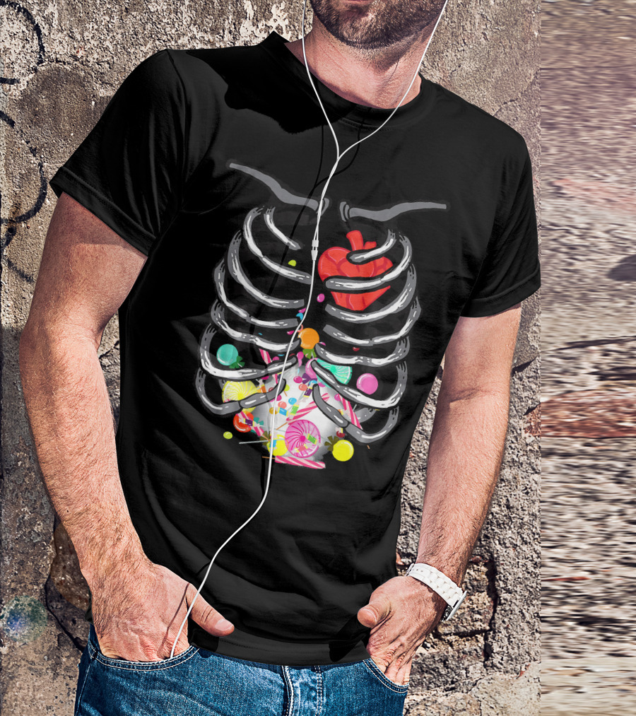 X Ray Skeleton Candy Heart Guts T-Shirt