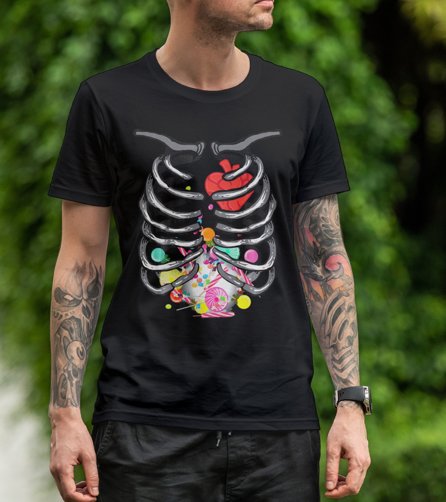 X Ray Skeleton Candy Heart Guts T-Shirt